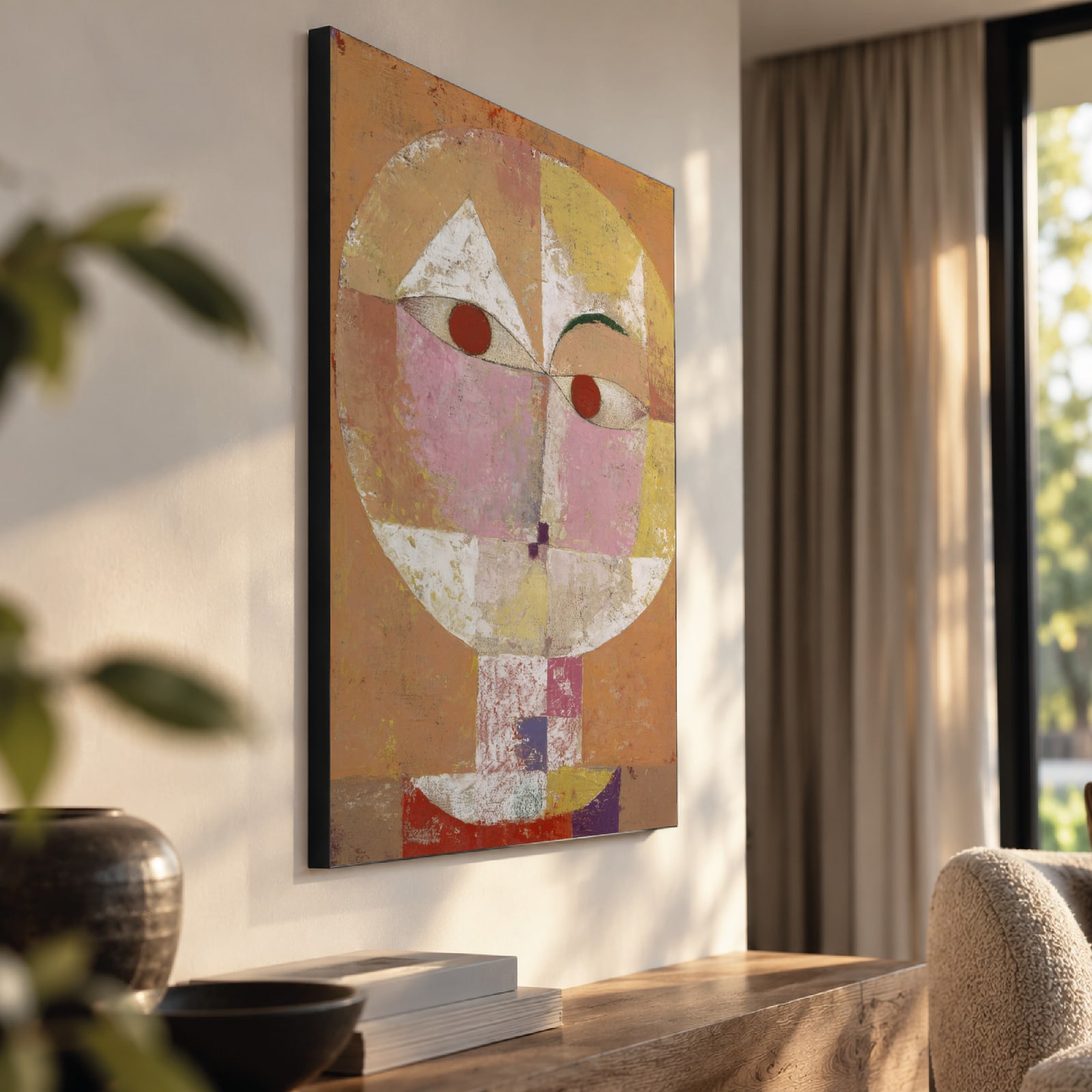 Senecio (Klee) als akoestisch paneel met Wallcoustic Frame™ in een interieur