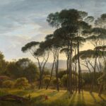 Italiaans landschap met parasoldennen