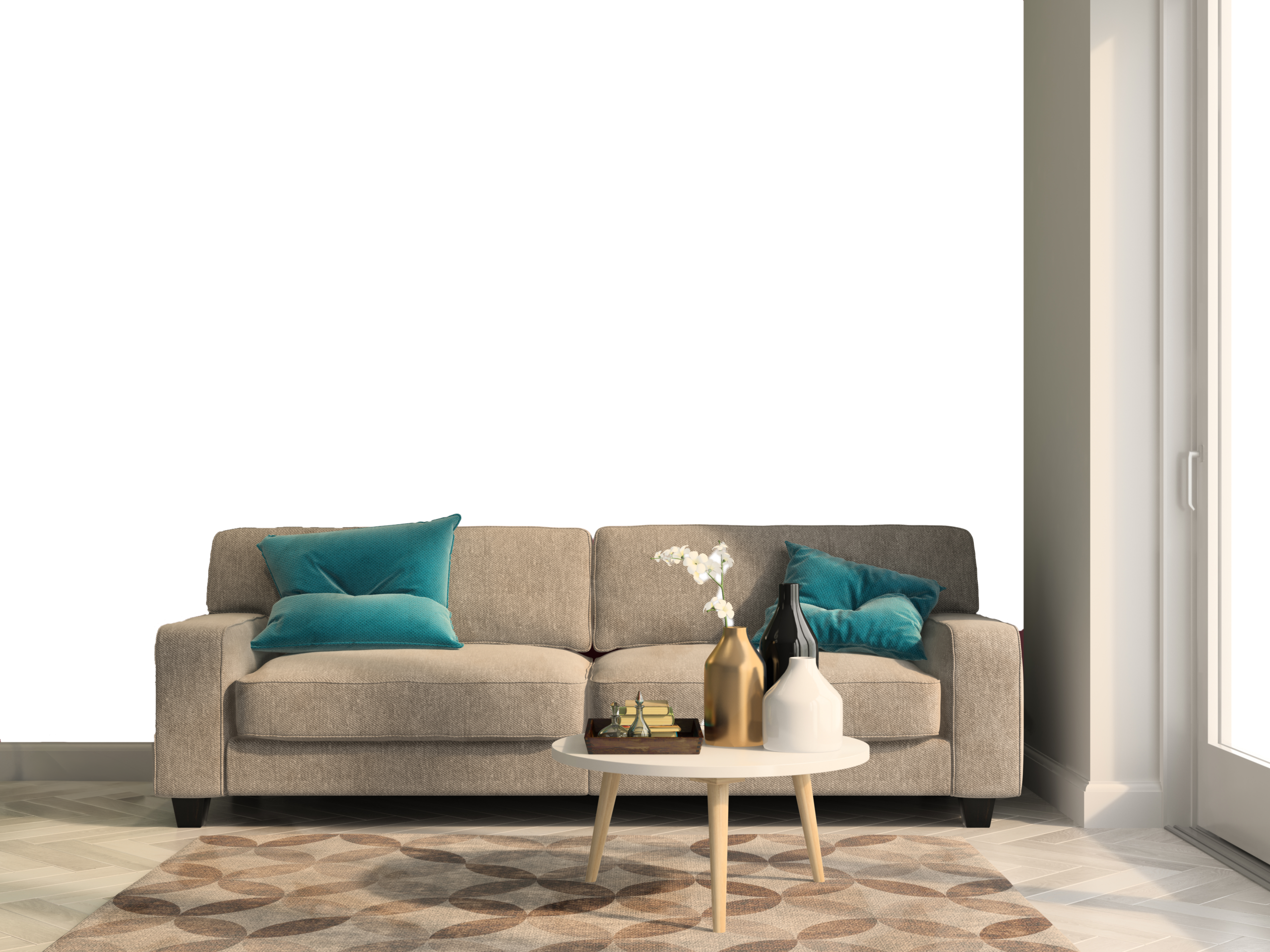 Smokey Highlander als behang in woonkamer