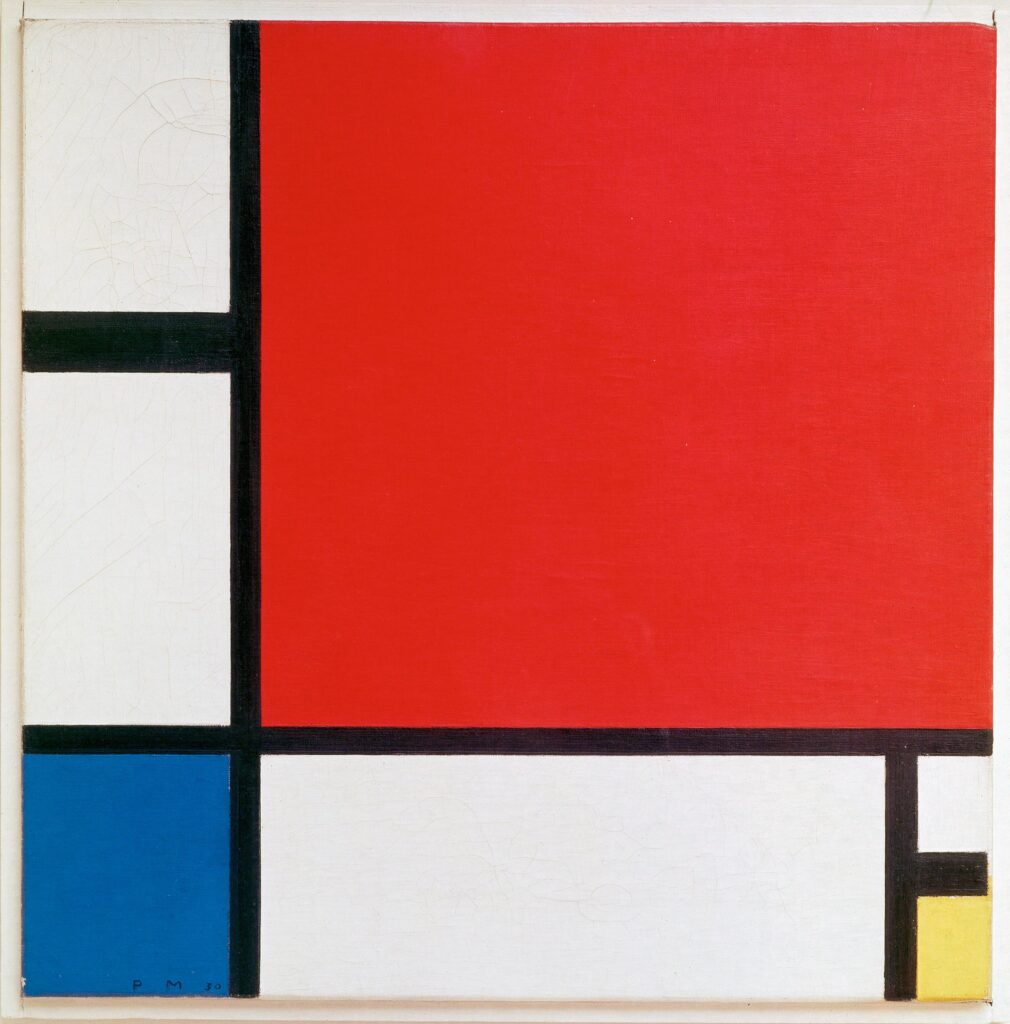 Compositie met rood, blauw en geel — Mondriaan Muurcirkel