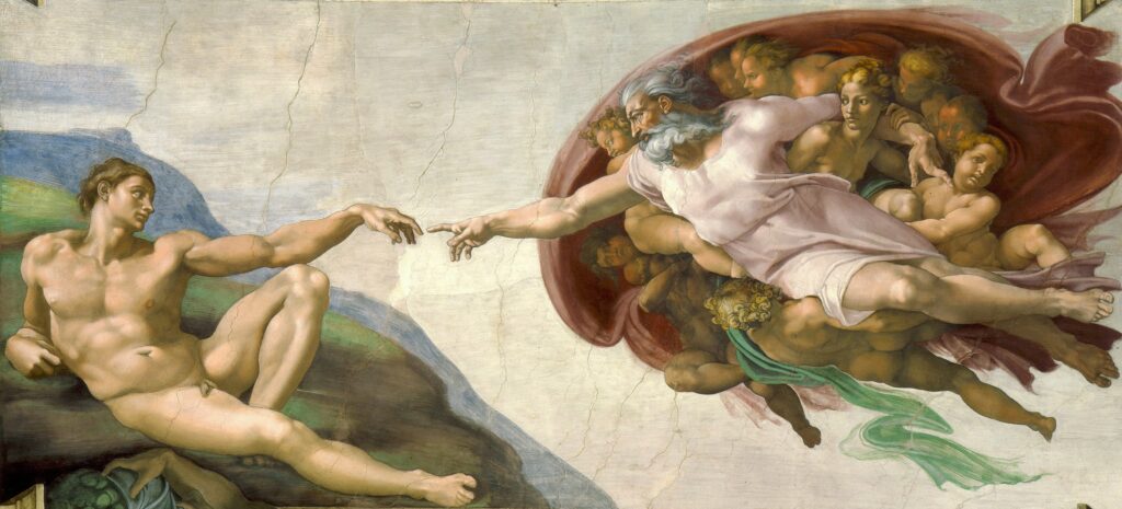 De Schepping van Adam — Michelangelo Fotobehang