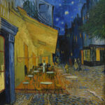 Caféterras bij nacht